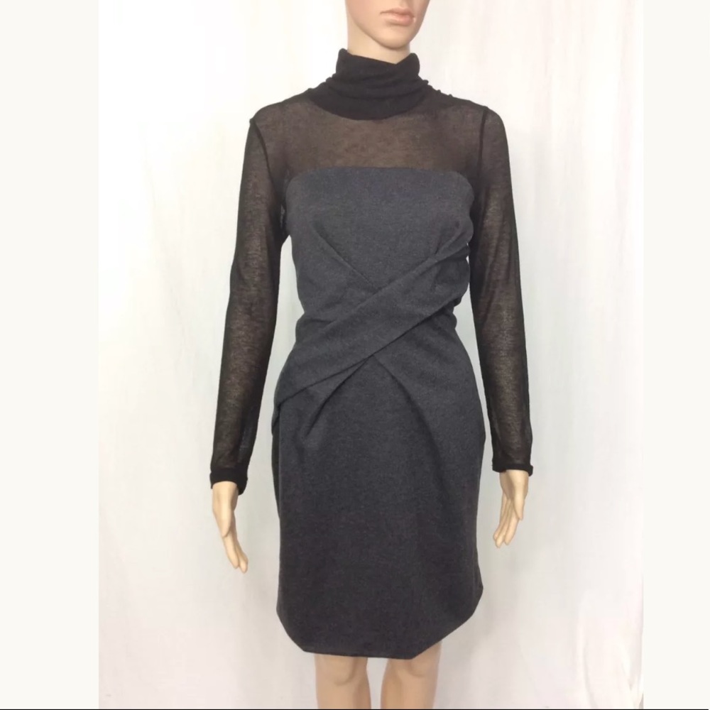 Anna Riska Twist Turtleneck Origami Sheath Dress
